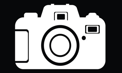 A vintage silhouette of a camera, black and white, high contrast, vector style 10 Black Background