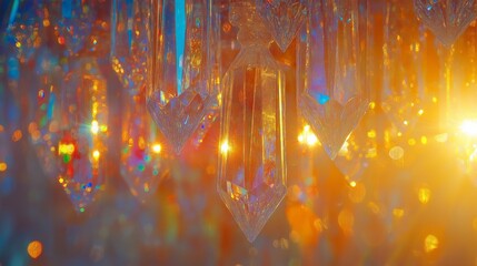 Sparkling Crystals: An ethereal, mesmerizing display of radiant light filtering through intricately-shaped crystals, casting a spell of enchantment and natural beauty.