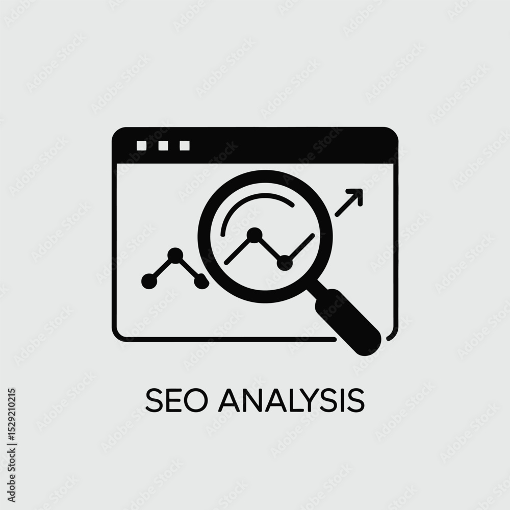 Aufkleber website seo analysis icon magnifying glass graph data analytics