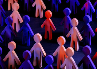 暗い紺色の中で人のアイコンがランダムに立つ　ナイトライフ