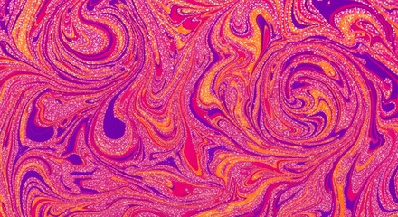 Swirling Abstract Texture Background in Purple, Pink, and Orange, Marbling Effect Design.