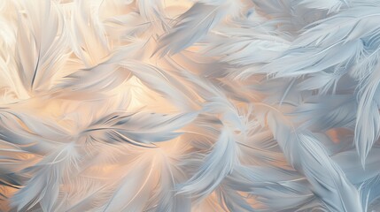 Fototapeta premium A delicate scene of soft white feathers floating gracefully, symbolizing purity and lightness—ideal for themes of elegance, softness, and tranquility.