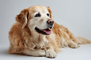Happy Golden Retriever Sitting and Posing for a Cheerful Portrait