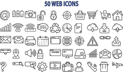 Fifty high quality web icons isolated on white background perfect for website design