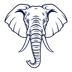 Fototapeta premium Elephant head illustration in simple line art style 