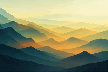 Obraz premium sunset in mountains illustration