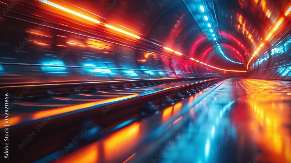 Aufkleber an abstract image featuring a vibrant tunnel illuminated by colorful lights, creating a sense of spe