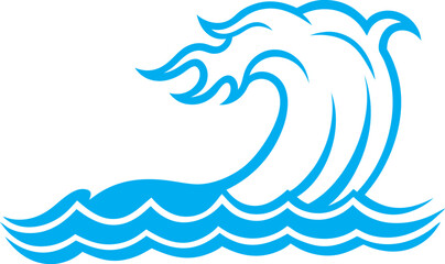 Wave Silhouette Line Art Vector Illustration On White Background