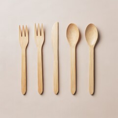 ecofriendly disposable cutlery made from bamboo symbolizing sustainable dining isolated clean background