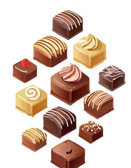 Assorted Chocolate Pralines Collection Gourmet Sweet Candy Dessert