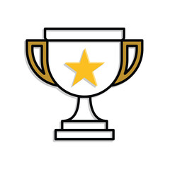 education icon. learning result or trophy. gold trophy with star in the middle. smart, learning, clever. Mixed design style