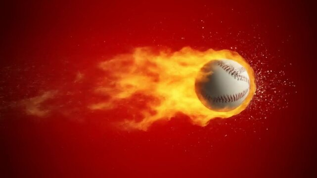 Baseball on fire high speed motion