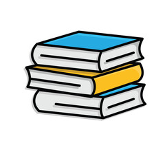 education icon. book or ebook. three stacked books. smart, learning, clever. isometric design style