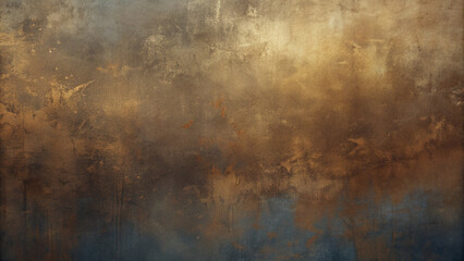 Vintage Grunge Texture with Warm Gold and Blue Tones and Worn Surface
