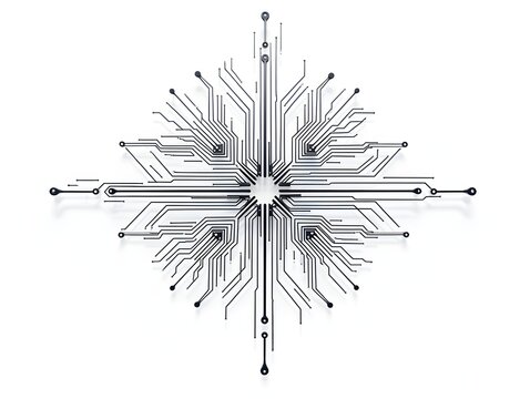 Abstract Circuitry Tech on White Background