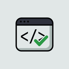 Website development success checkmark icon browser window code approved