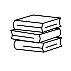 education icon. book or ebook. three stacked books. smart, learning, clever. Outline design style