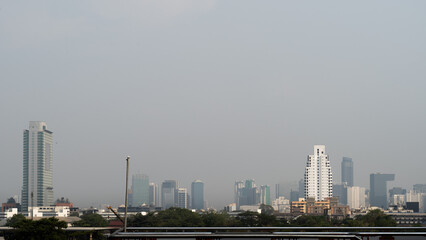 view of the city in fog with pm2.5 environment 