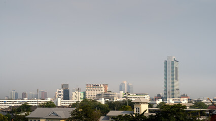 view of the city in fog with pm2.5 environment 