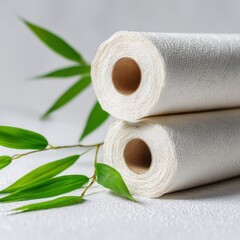 ecofriendly paper towels made from bamboo symbolizing sustainable cleaning supplies isolated clean surface