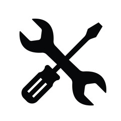Wrench and screwdriver tools vector icon. Repairing icon, Services icon or button isolated vector. Wrench and screwdriver icon symbol, vector illustration.