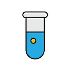 education icon. Subject Icon science. test tube with blue liquid inside. smart, learning, clever. isometric design style