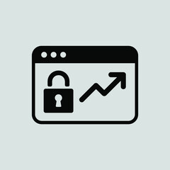 Secure website growth upward trend data protection icon
