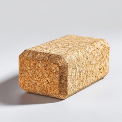 ecofriendly yoga block made from cork symbolizing sustainable fitness tools isolated clean background