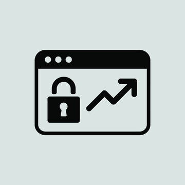 Secure website growth upward trend data protection icon
