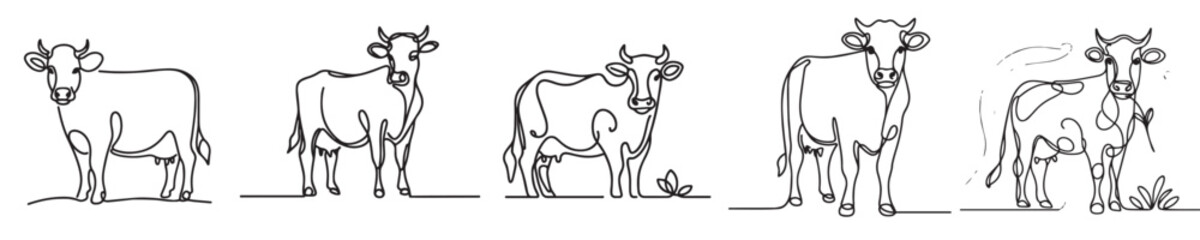 continuous line style cow vector