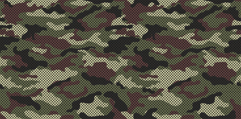 Green camouflage pattern with grid. Military pattern for clothing design