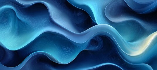 Obraz premium Serene Dreamy Aqua Waves A Fluid Abstraction with Shimmering Depths and Soft Blue Gradients Flowing