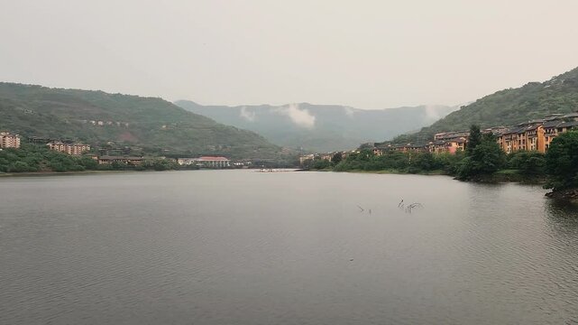 Beautiful scenery of  lavasa city lake view in India HD stock video