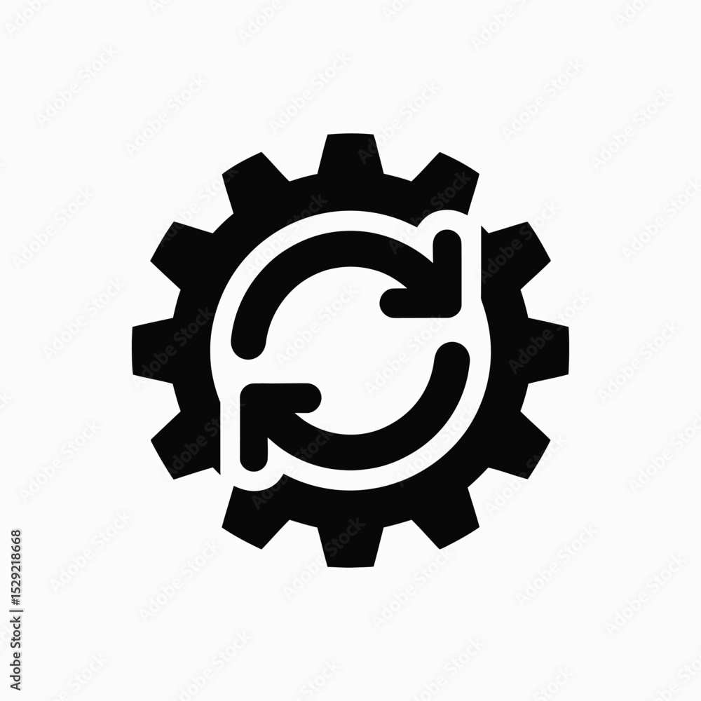 Poster gear icon with circular arrows representing continuous improvement and process optimization