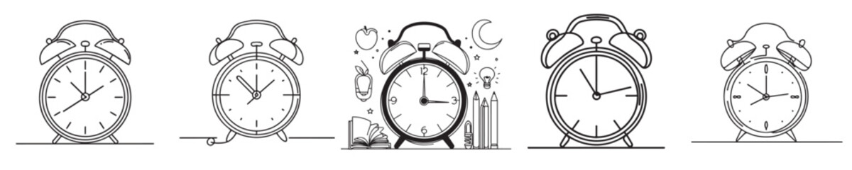 continuous line style alarm clock vector
