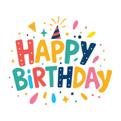 colorful happy birthday celebration typography