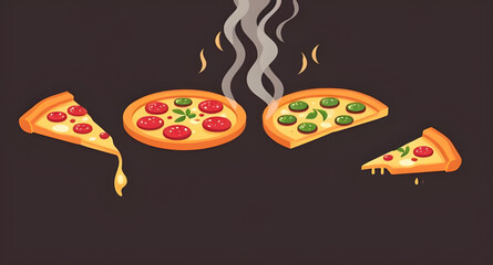 Set of pizza, Pizza slices set, Whole pizza and slices, Assorted pizza toppings, Pizza collection, Italian pizza set, Pizza variety illustration, Cartoon pizza set, Pizza clipart collection, Pepperoni