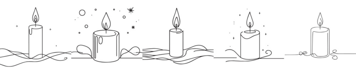 continuous line style candle vector