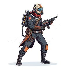 A lone futuristic treasure hunter, amidst swirling nebulae, wields advanced sci-fi tools to unearth galactic riches.  Isolated, detailed, cinematic lighting.