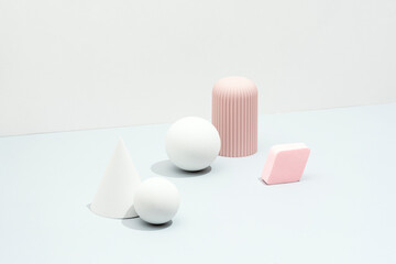Minimal Abstract Scene with Geometric Shapes and Soft Pastel Tones