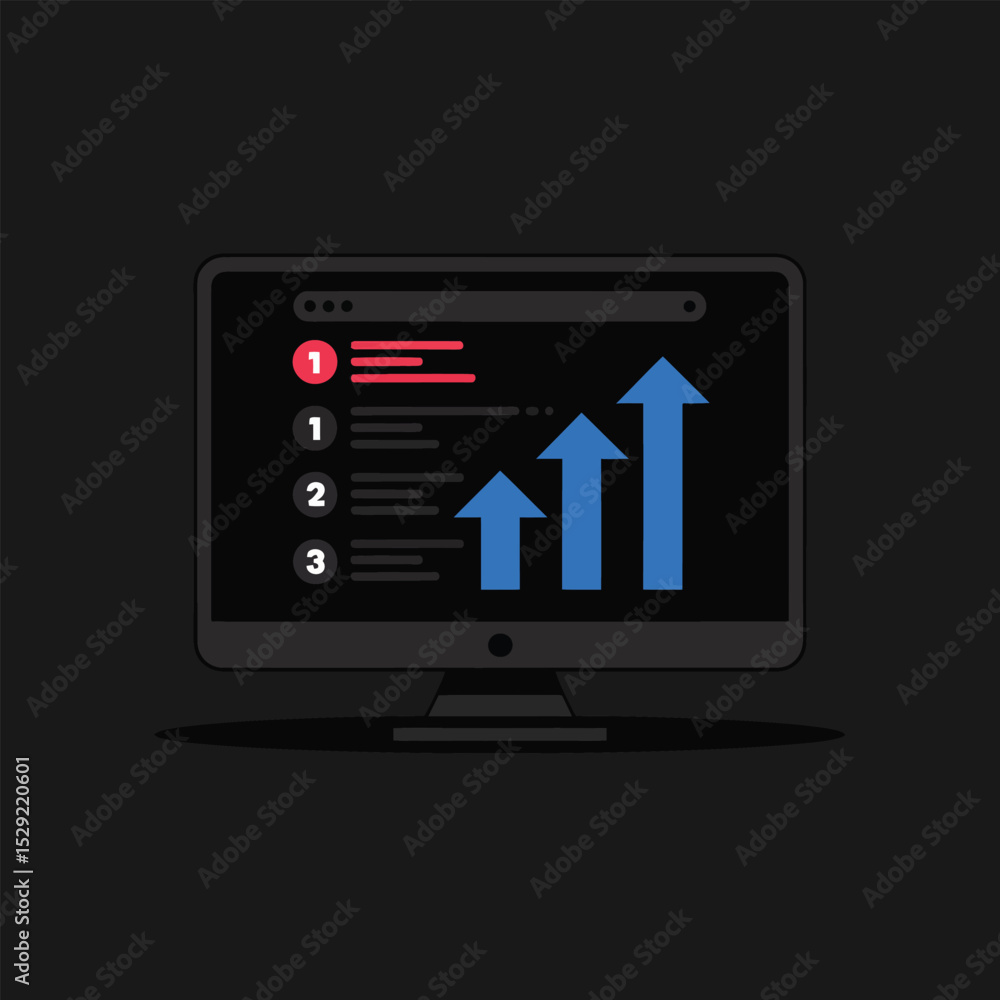 Aufkleber computer screen displaying upward trending graph showing business growth and success