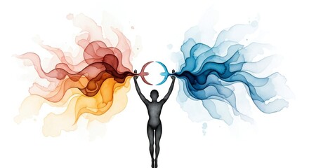 Colorful Abstract Watercolor Art Expressing Unity and Awareness