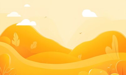 Golden Hour Hills: An Autumn Landscape Illustration