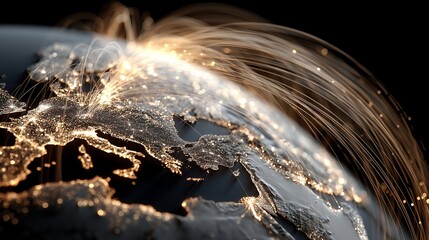 Global Communication Network with Fiber Optic Elements - Modern Tech and Connectivity Background