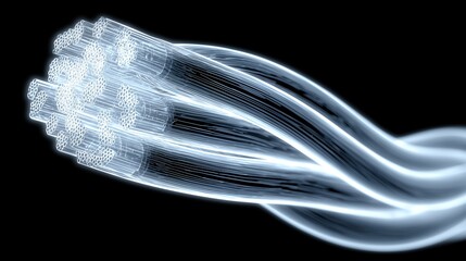 Isolated 3D Data Cable with Single Transmission Line and Black Workspace, Simple Technology Concept