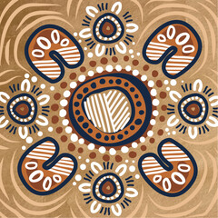 Aboriginal Gathering Motif with Earthy Tones