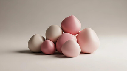 Elegant Pink and Beige Abstract Shapes: A Minimalist Composition