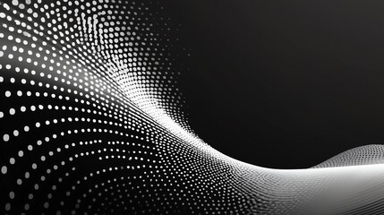 Subtle Monochrome Dot Wave Pattern with Halftone Gradient and Negative Space, Tech Minimalism