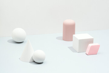 Minimal Abstract Scene with Geometric Shapes and Central Copy Space