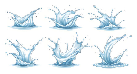Water splashes vector, Set of water splashes, Water splash icons, Blue splash vector, Splash clipart, Water droplets vector, Liquid splash set, Water effect vector, Realistic water splashes, Water spl
